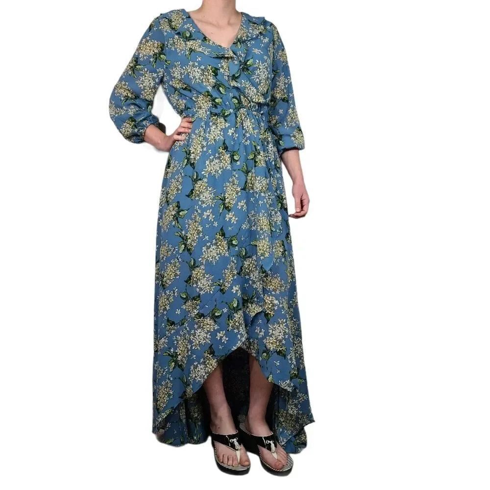 Entro Long Blue Floral Dress